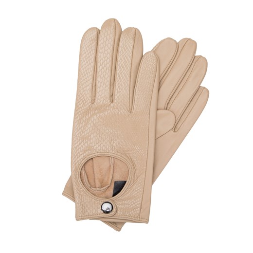 Damskie rękawiczki skórzane samochodowe klasyczne beżowe ze sklepu WITTCHEN w kategorii Rękawiczki damskie - zdjęcie 166161913