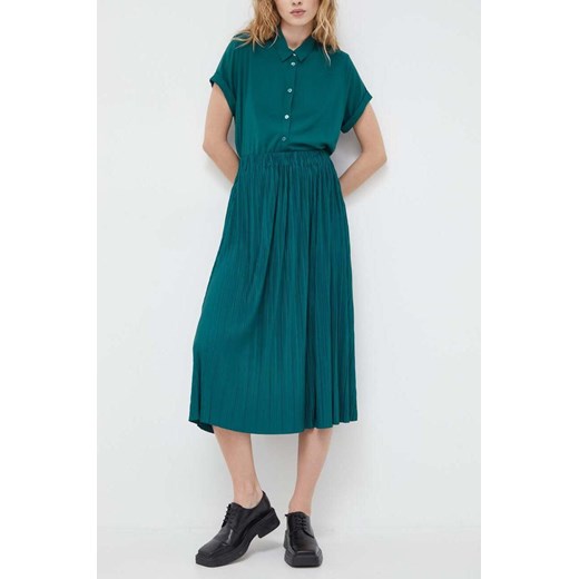 Samsoe Samsoe spódnica Uma kolor zielony midi rozkloszowana F18303206 ze sklepu PRM w kategorii Spódnice - zdjęcie 166173331