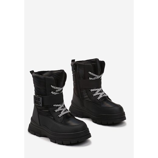 Czarne Śniegowce na Grubej Podeszwie na Rzep Willandra 32 promocyjna cena born2be.pl