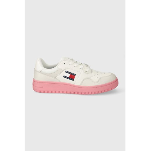 Tommy Jeans sneakersy skórzane TJW RETRO BASKET ESS kolor biały EN0EN02505 ze sklepu ANSWEAR.com w kategorii Buty sportowe damskie - zdjęcie 166184061