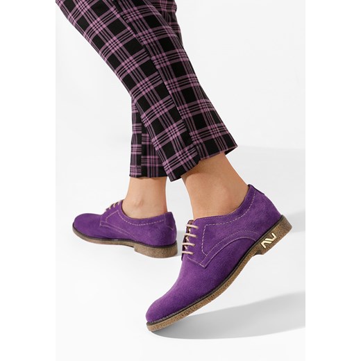 Fioletowe oxfordy damskie skórzane Doresa ze sklepu Zapatos w kategorii Półbuty damskie - zdjęcie 166184232