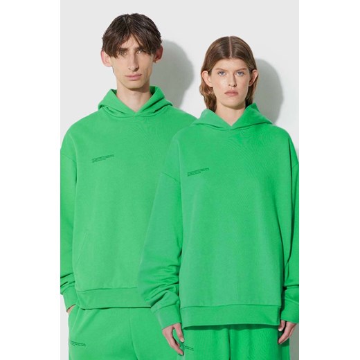 Pangaia bluza bawełniana kolor zielony z kapturem z nadrukiem ze sklepu PRM w kategorii Bluzy męskie - zdjęcie 166191034