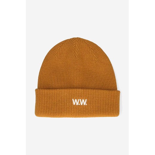 Wood Wood czapka wełniana Mande kolor brązowy wełniana 12230811.9969-DARKBURGUN ze sklepu PRM w kategorii Czapki zimowe damskie - zdjęcie 166191071