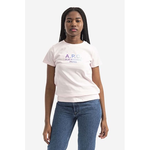 A.P.C. t-shirt bawełniany Jenny kolor różowy COEAV.F26091-WHITE S okazja PRM
