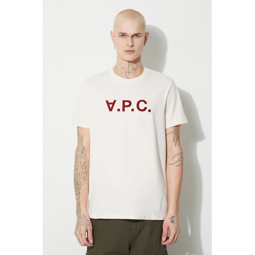 A.P.C. t-shirt bawełniany Vpc Kolor kolor beżowy z nadrukiem XL PRM