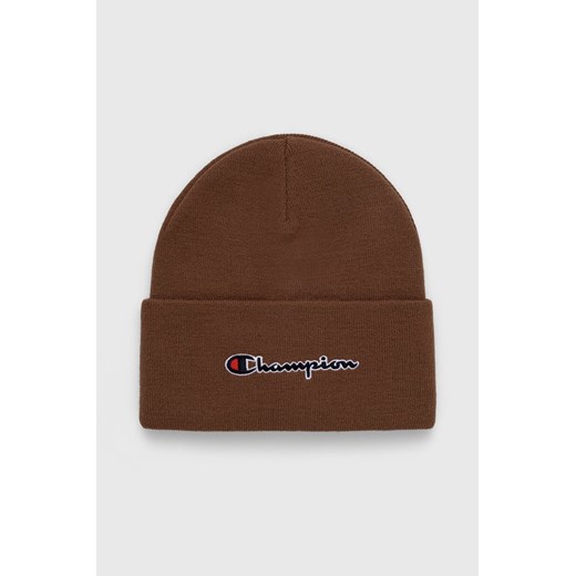 Champion czapka kolor brązowy z grubej dzianiny 805678-SLI ze sklepu PRM w kategorii Czapki zimowe damskie - zdjęcie 166191571