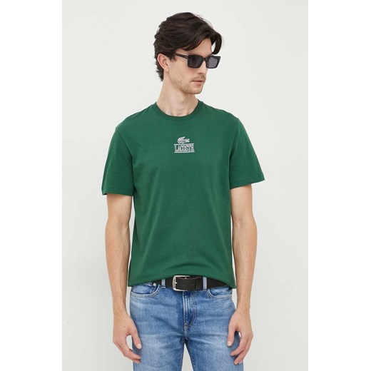 Lacoste t-shirt bawełniany kolor zielony z nadrukiem ze sklepu PRM w kategorii T-shirty męskie - zdjęcie 166191784