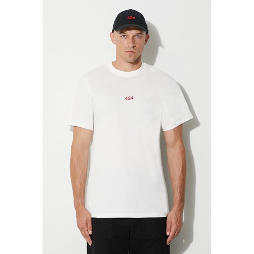 424 t-shirt bawełniany kolor beżowy gładki 35424M111RX.236533 ze sklepu PRM w kategorii T-shirty męskie - zdjęcie 166191882