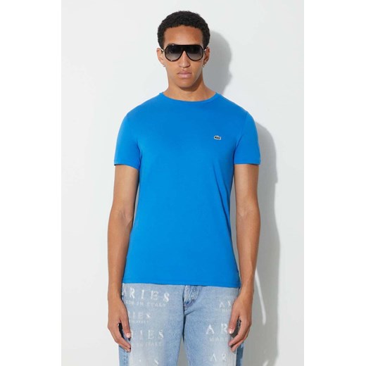 Lacoste t-shirt bawełniany kolor niebieski gładki TH6709-001. ze sklepu PRM w kategorii T-shirty męskie - zdjęcie 166192084