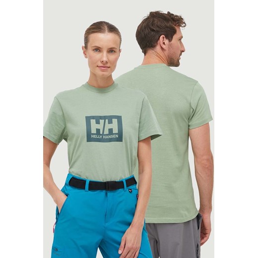 Helly Hansen t-shirt bawełniany kolor zielony z nadrukiem ze sklepu PRM w kategorii T-shirty męskie - zdjęcie 166192233