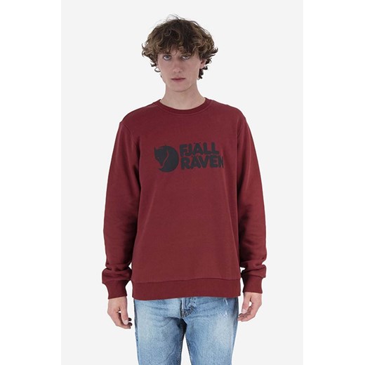 Fjallraven bluza bawełniana Logo Sweater męska kolor czerwony z aplikacją F84142-345 ze sklepu PRM w kategorii Bluzy męskie - zdjęcie 166192391