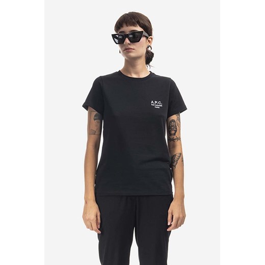 A.P.C. t-shirt bawełniany Denise kolor czarny COEZC.F26842-DARKNAVY ze sklepu PRM w kategorii Bluzki damskie - zdjęcie 166192580
