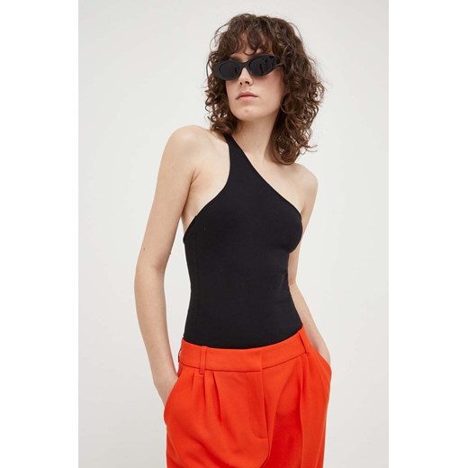 Samsoe Samsoe top damski kolor czarny cold shoulder ze sklepu PRM w kategorii Bluzki damskie - zdjęcie 166192681