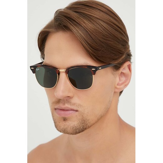 Ray-Ban okulary CLUBMASTER męskie kolor brązowy 0RB3016 ze sklepu PRM w kategorii Okulary przeciwsłoneczne męskie - zdjęcie 166192922