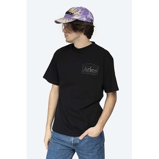 Aries t-shirt bawełniany Temple Ss Tee kolor czarny z nadrukiem AR60000-BLACK Aries S okazyjna cena PRM