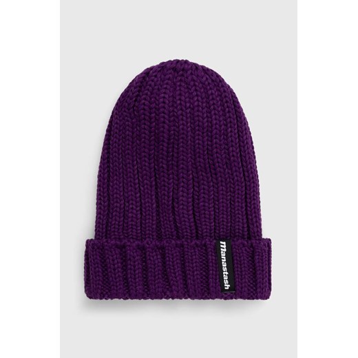 Manastash czapka 90'S Logo Beanie Ii kolor fioletowy z grubej dzianiny 7923974005 ze sklepu PRM w kategorii Czapki zimowe damskie - zdjęcie 166193112