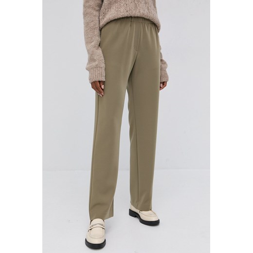 Samsoe Samsoe Spodnie Hoys damskie kolor beżowy szerokie high waist F16304674 ze sklepu PRM w kategorii Spodnie damskie - zdjęcie 166193640