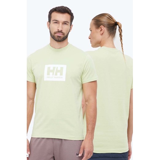 Helly Hansen t-shirt bawełniany kolor zielony z nadrukiem ze sklepu PRM w kategorii T-shirty męskie - zdjęcie 166193712