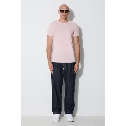 Lacoste t-shirt bawełniany kolor różowy gładki TH6709-001. Lacoste L PRM