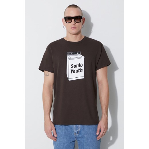 PLEASURES t-shirt bawełniany Techpack męski kolor brązowy z nadrukiem P23SY020 ze sklepu PRM w kategorii T-shirty męskie - zdjęcie 166193871