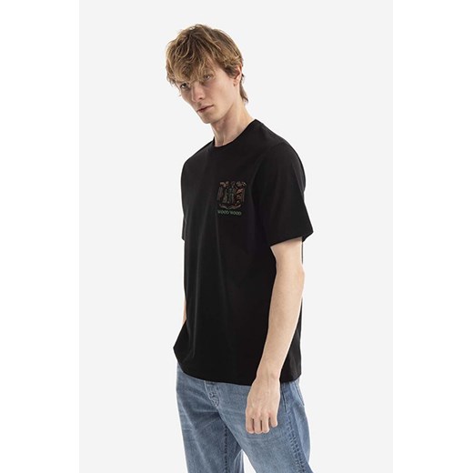 Wood Wood t-shirt bawełniany Bobby JC Robot T-shirt kolor czarny z nadrukiem 12215709.2491-WHITE ze sklepu PRM w kategorii T-shirty męskie - zdjęcie 166193911