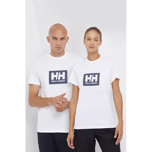 Helly Hansen T-shirt bawełniany kolor biały z nadrukiem 53285-096 ze sklepu PRM w kategorii T-shirty męskie - zdjęcie 166194181