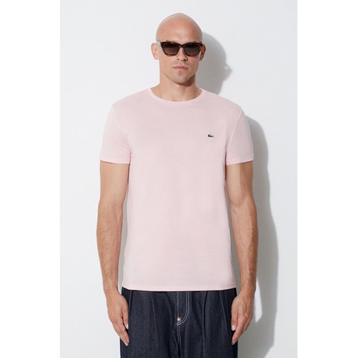 Lacoste t-shirt bawełniany kolor różowy gładki TH6709-001. Lacoste XL PRM