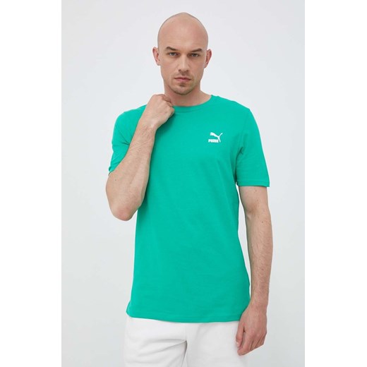 Puma t-shirt bawełniany kolor zielony gładki 535587-02 ze sklepu PRM w kategorii T-shirty męskie - zdjęcie 166195091