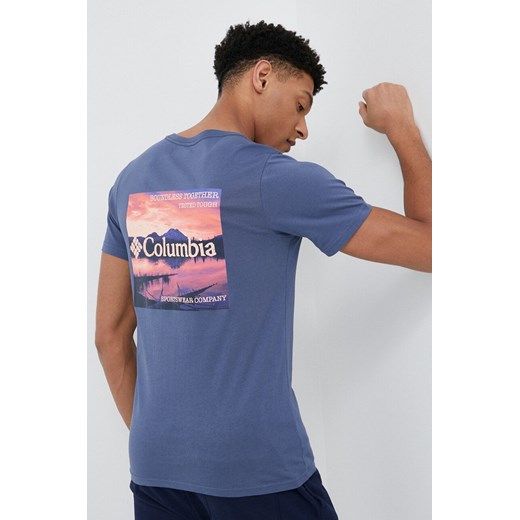 Columbia t-shirt bawełniany kolor niebieski z nadrukiem 1934824.SS23-112 ze sklepu PRM w kategorii T-shirty męskie - zdjęcie 166195270