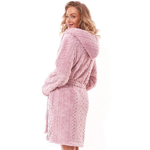 Szlafrok damski z kapturem różowy 2308 Swet, Kolor różowy, Rozmiar XL, L&amp;L ze sklepu Intymna w kategorii Szlafroki damskie - zdjęcie 166200303
