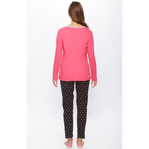 Bawełniana piżama damska z długim rękawem i długimi spodniami 66/5-25L/214A773, Kolor różowo-czarny, Rozmiar M, Miss Fabio ze sklepu Intymna w kategorii Piżamy damskie - zdjęcie 166202142