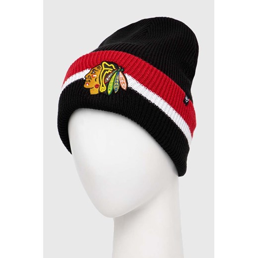 47brand czapka NHL Chicago Blackhawks kolor czarny z cienkiej dzianiny ONE ANSWEAR.com