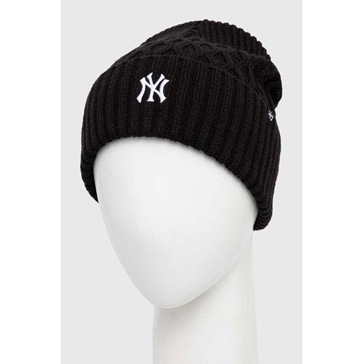 47brand czapka MLB New York Yankees kolor czarny z cienkiej dzianiny ONE ANSWEAR.com