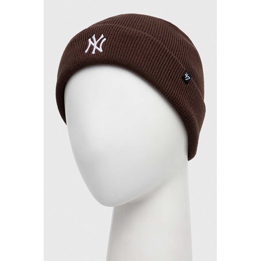47brand czapka New York Yankees Randle kolor brązowy z grubej dzianiny ONE ANSWEAR.com