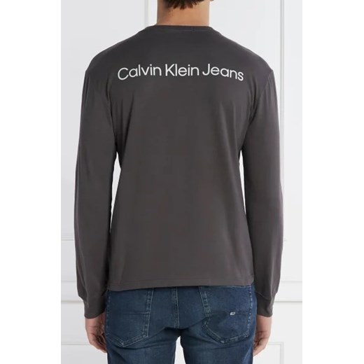 T-shirt męski szary Calvin Klein z bawełny z długim rękawem 