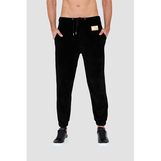 MOSCHINO Czarne welurowe spodnie dresowe, Wybierz rozmiar XS ze sklepu outfit.pl w kategorii Spodnie męskie - zdjęcie 166215870