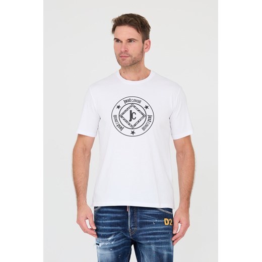 JUST CAVALLI Biały t-shirt Fiche, Wybierz rozmiar S ze sklepu outfit.pl w kategorii T-shirty męskie - zdjęcie 166215872