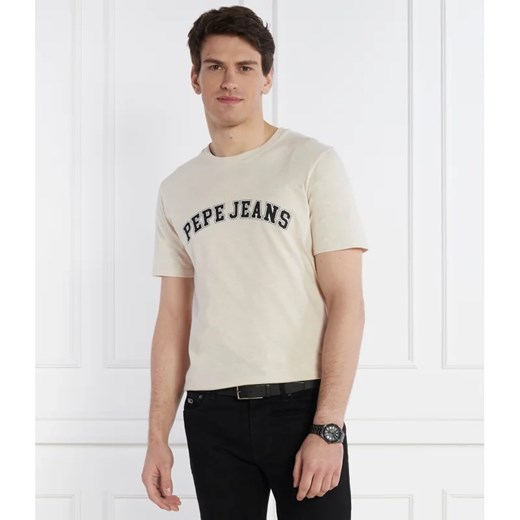T-shirt męski Pepe Jeans beżowy z krótkim rękawem 