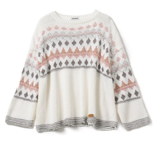 Jasny sweter damski w pastelowe wzory ze sklepu JK-Collection w kategorii Swetry damskie - zdjęcie 166223402