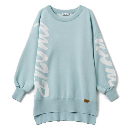 Jasnoniebieski sweter damski oversize - amour ze sklepu JK-Collection w kategorii Swetry damskie - zdjęcie 166224060
