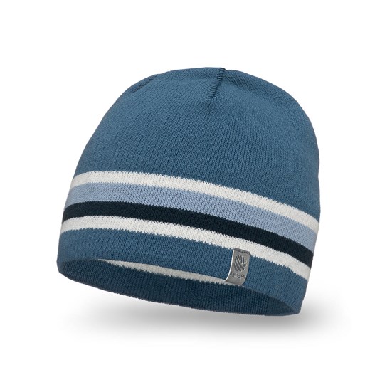 PaMaMi Męska czapka w paski - Niebieska ze sklepu JK-Collection w kategorii Czapki zimowe męskie - zdjęcie 166224320