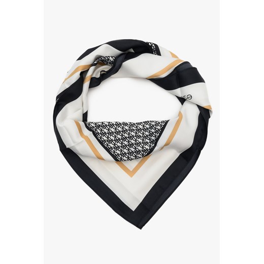 Estro: Biało-czarna apaszka damska z geometrycznym wzorem ze sklepu Estro w kategorii Szaliki i chusty damskie - zdjęcie 166231133