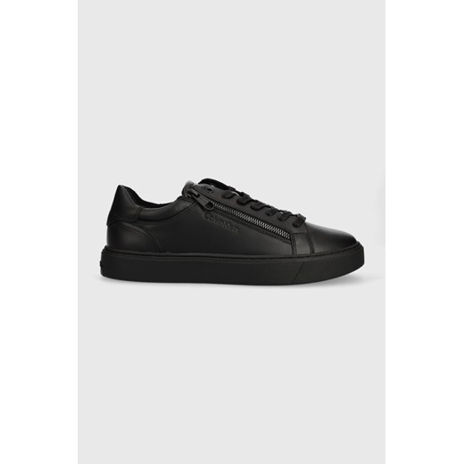 Calvin Klein sneakersy skórzane LOW TOP LACE UP W/ZIP RUBB kolor czarny HM0HM01268 ze sklepu ANSWEAR.com w kategorii Trampki męskie - zdjęcie 166233362