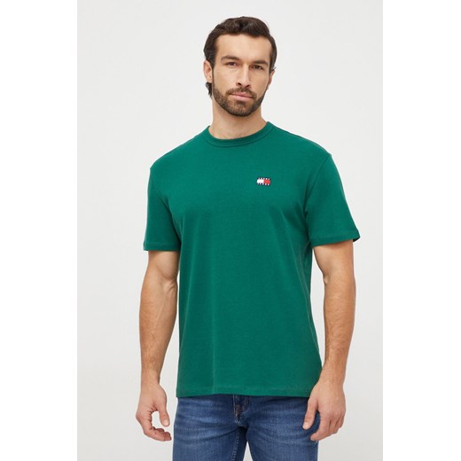 Tommy Jeans t-shirt bawełniany kolor zielony z aplikacją DM0DM17995 ze sklepu ANSWEAR.com w kategorii T-shirty męskie - zdjęcie 166233474