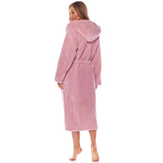 Szlafrok damski z kapturem różowy 2205 Brandi, Kolor różowy, Rozmiar M, L&amp;L ze sklepu Intymna w kategorii Szlafroki damskie - zdjęcie 166233574