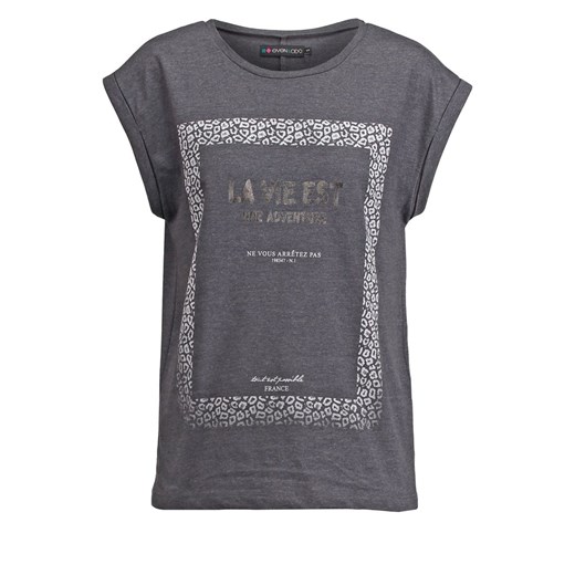 Even&Odd LA VIE Tshirt z nadrukiem dark grey melange zalando szary abstrakcyjne wzory