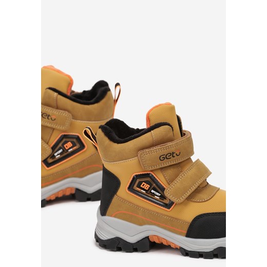 Brązowe Botki za Kostkę na Rzepy z Odblaskami i Naszywką Malasse 31 okazja born2be.pl