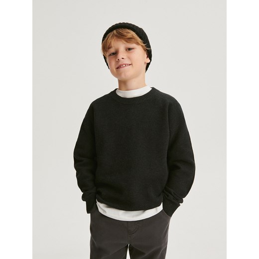 Reserved - Strukturalny sweter z bawełną - czarny ze sklepu Reserved w kategorii Swetry chłopięce - zdjęcie 166237640