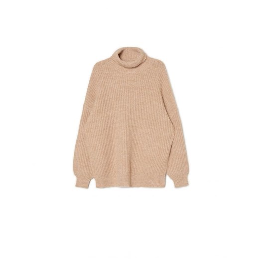 Cropp - Beżowy sweter z golfem - beżowy ze sklepu Cropp w kategorii Swetry damskie - zdjęcie 166238824