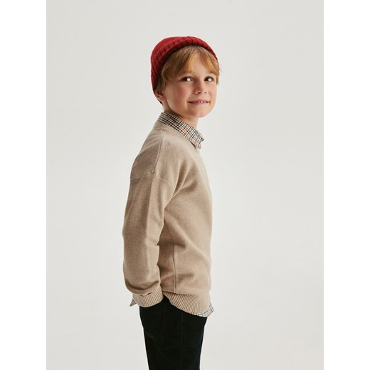 Reserved - Strukturalny sweter z bawełną - beżowy ze sklepu Reserved w kategorii Swetry chłopięce - zdjęcie 166238904